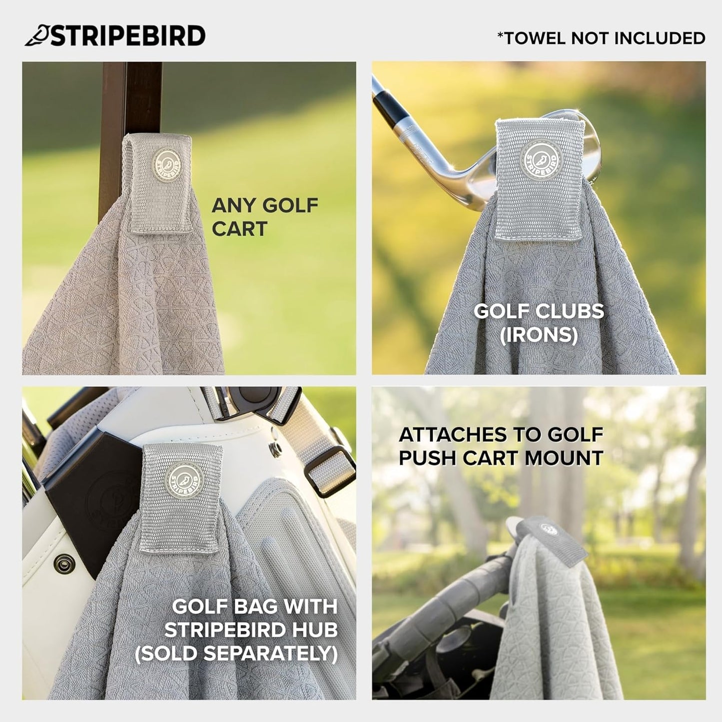 Stripebird - Magnetic Clip for Any Towel (Gray) - Highest Strength Magnet for Magnetic Golf Towel - Removable from Towels - Magnet Golf Towel - Magnetic Golf Towels for Men