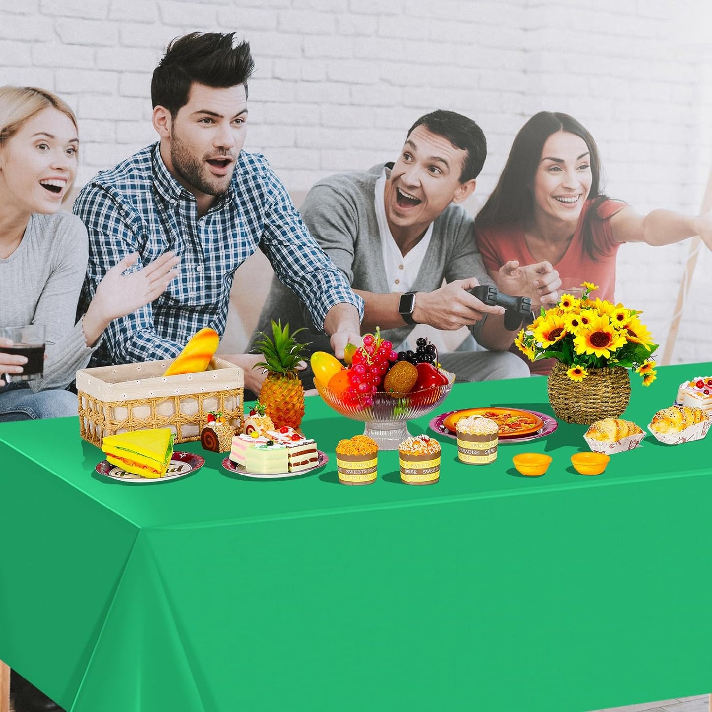 6pcs Video Game Party Tablecloth,Plastic Table Cloth Disposable Green Blue Purple Table Cover for Video Games Theme Parties,Gaming Fans Birthday Party Decorations,54 x 108 Inch