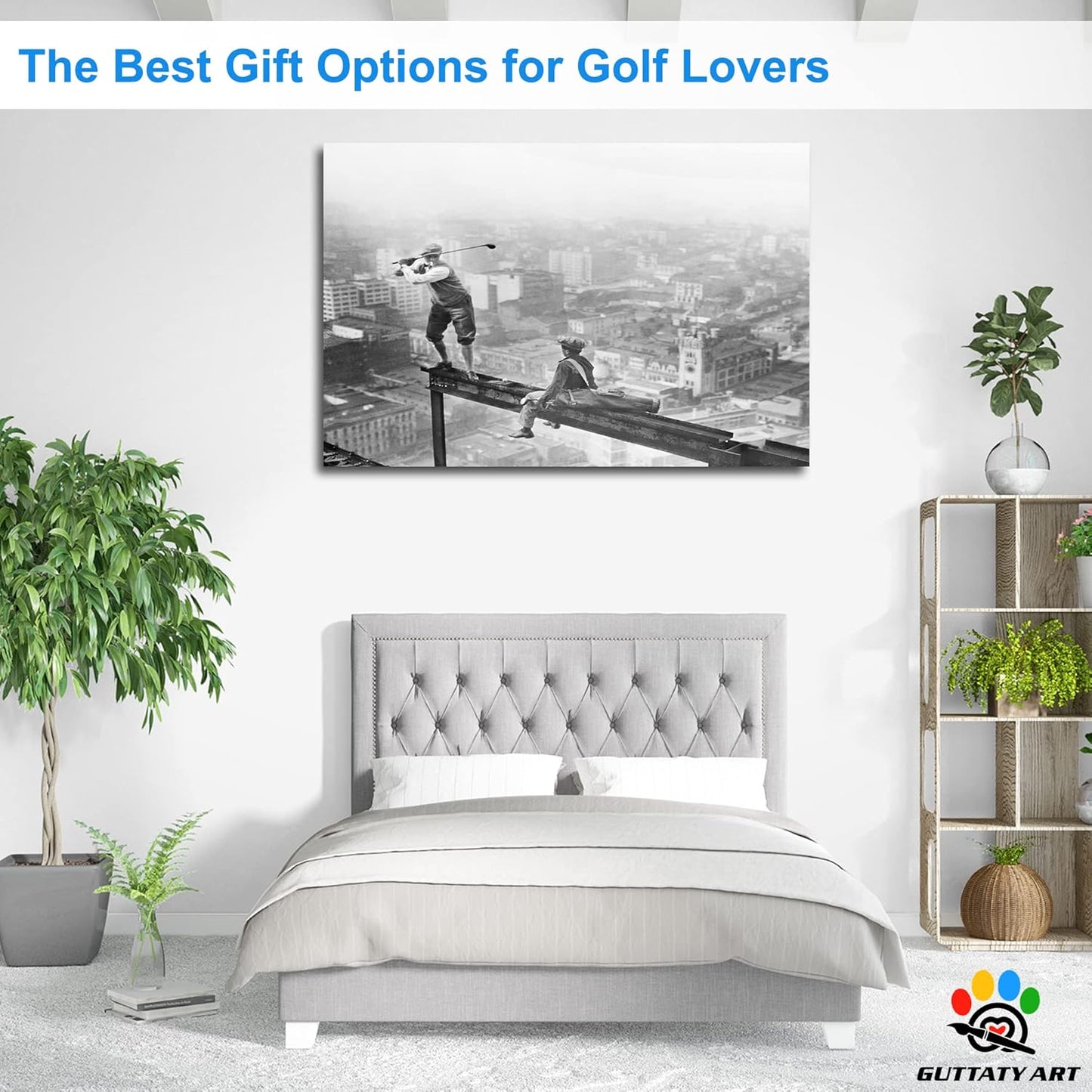 GUTTATY Golf Wall Art, Vintage Golf Pictures Posters Canvas Print Wall Decor for Golfer's Man Cave Home Ofice Ready to Hang (32x48 Inches)