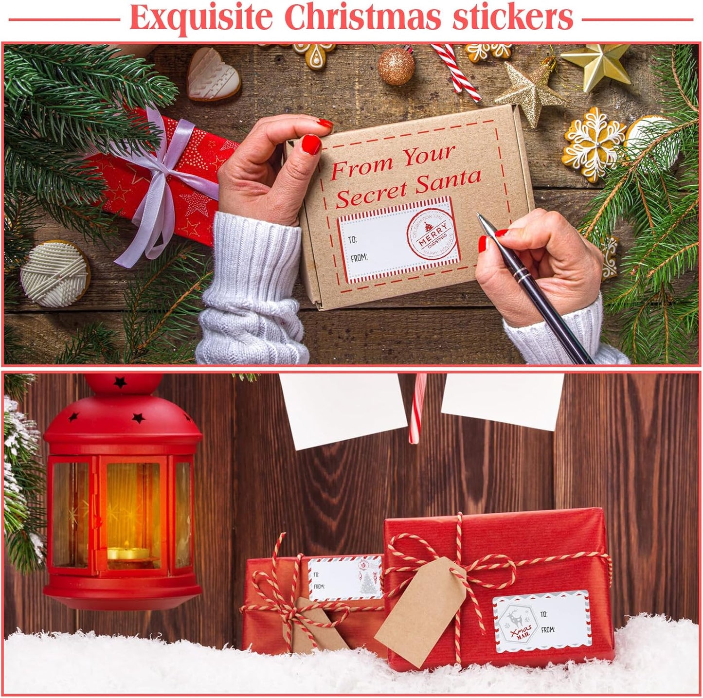 Outus 500 Pieces Christmas Tags Self Adhesive Gift Tags for Xmas Presents Christmas Name Labels Stickers for Wrapping Paper Festival Birthday Holiday Decor(Fresh Style,2.76 x 1.57 Inch)