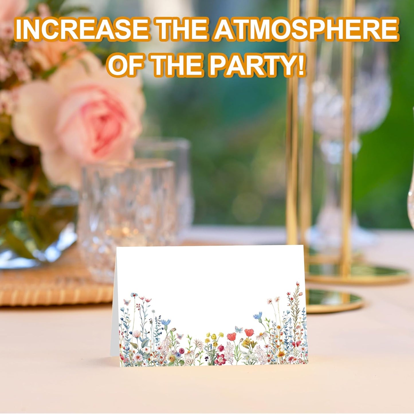 Wildflowers Place Cards, Floral Table Place Card For Table Setting, Name Card For Birthday Party Wedding Reception Bridal Shower, 25 Cards Included -18