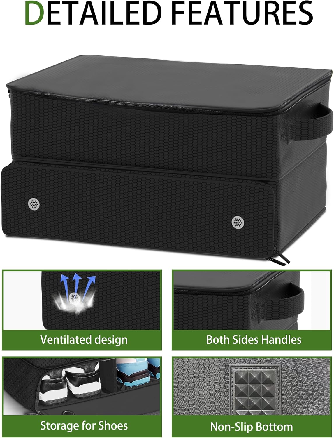 CAMPLAND 2 Layer Trunk Organizer, Waterproof Car Locker for 2 Pair Shoes, Durable Trunk Storage for Balls, Tees, Clothes, Gloves, Accessories, Golf Gifts