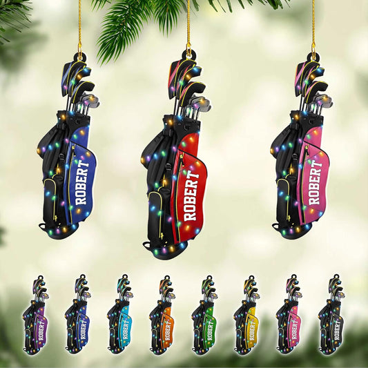 Personalized Golf Ornaments for Christmas Tree 2025 Custom Golf Christmas Ornament Golfing Bag Ornament Sports Golf Cart Ornaments Gift for Golfer Bag Golfing Lovers Hanging Decoration (G2)