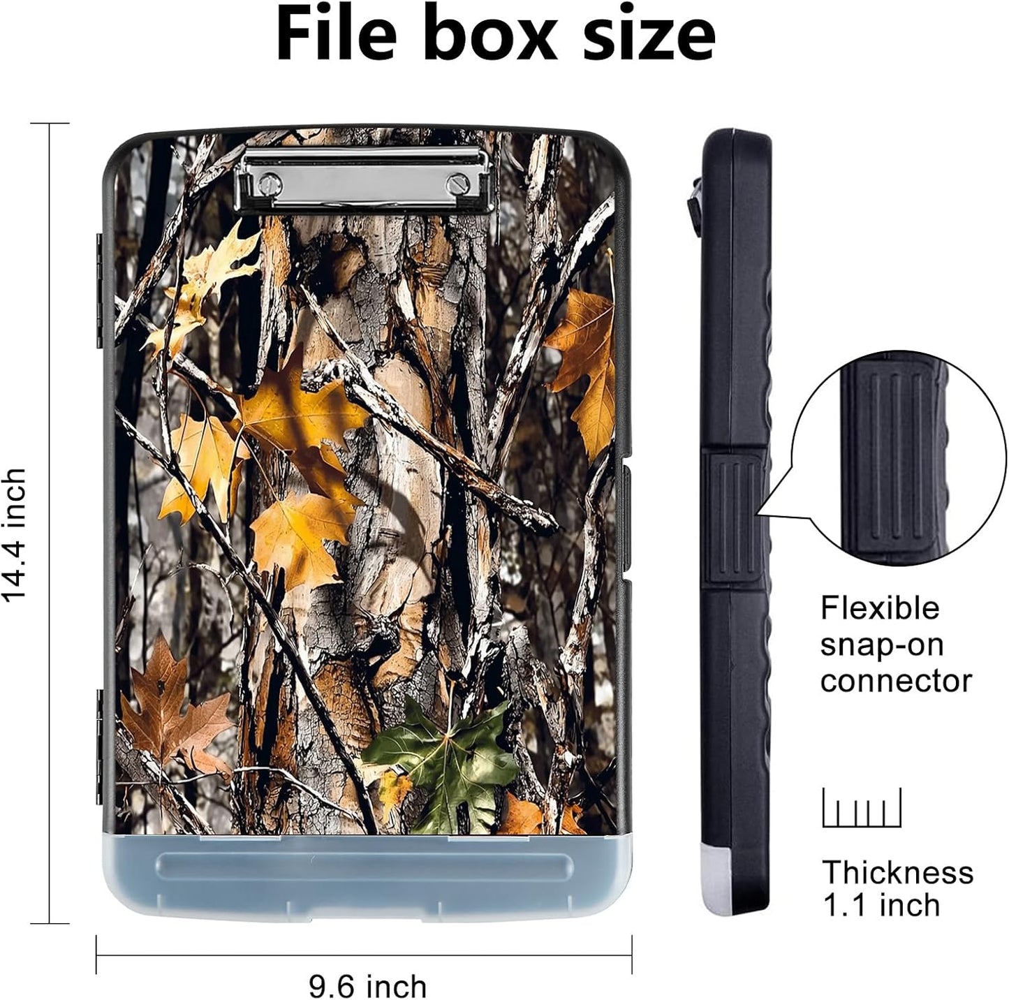 Clipboard with Storage - Large Capacity,Nursing Clipboard with Pen Holder,Heavy Duty,Plastic Side-Opening Folder for Teacher,Nurse - Camouflage Tree