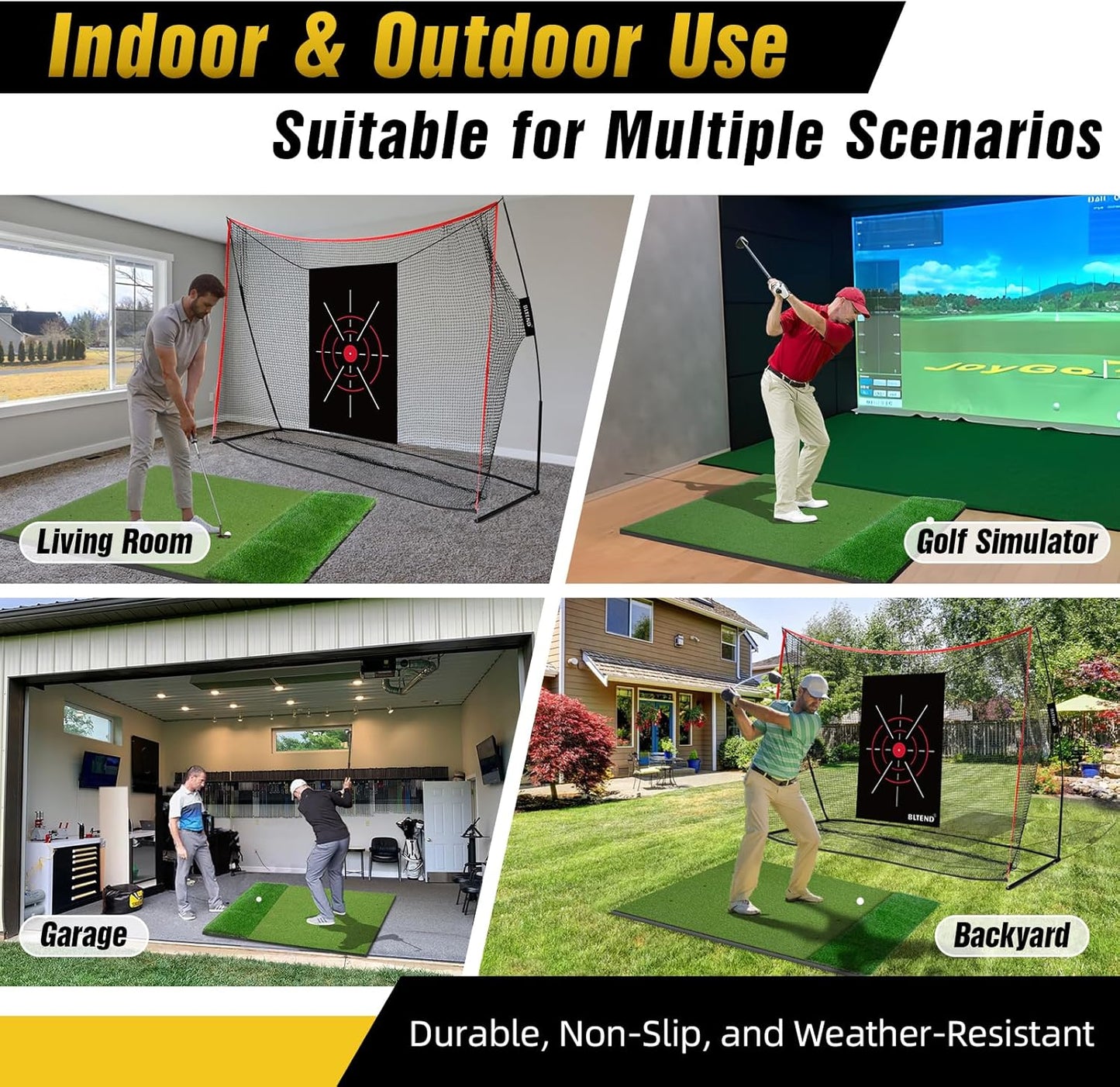 Dual-Turf Golf Mat 31mm: 6x4ft/5X5ft Extra Large Golf Hitting Mats Practice Outdoor Indoor, High-Density Artificial Turf Matt for Garage Simulator Chipping Driving Training, Ideal Gifts for Men Dad