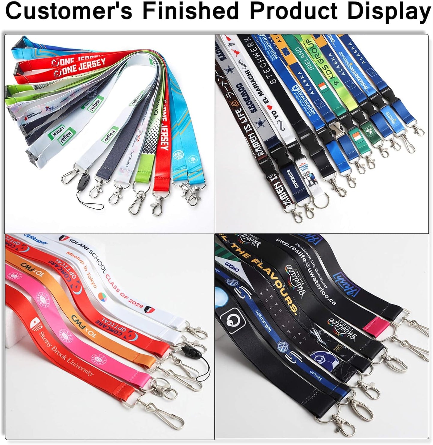 30/50/100/5000... Pcs, Custom Personalize Lanyards for Men and Women, Customize Text and Logo, Personalized Neck Lanyard for ID Card Badge Holder, Key Keychain, Teacher, Office, Business etc