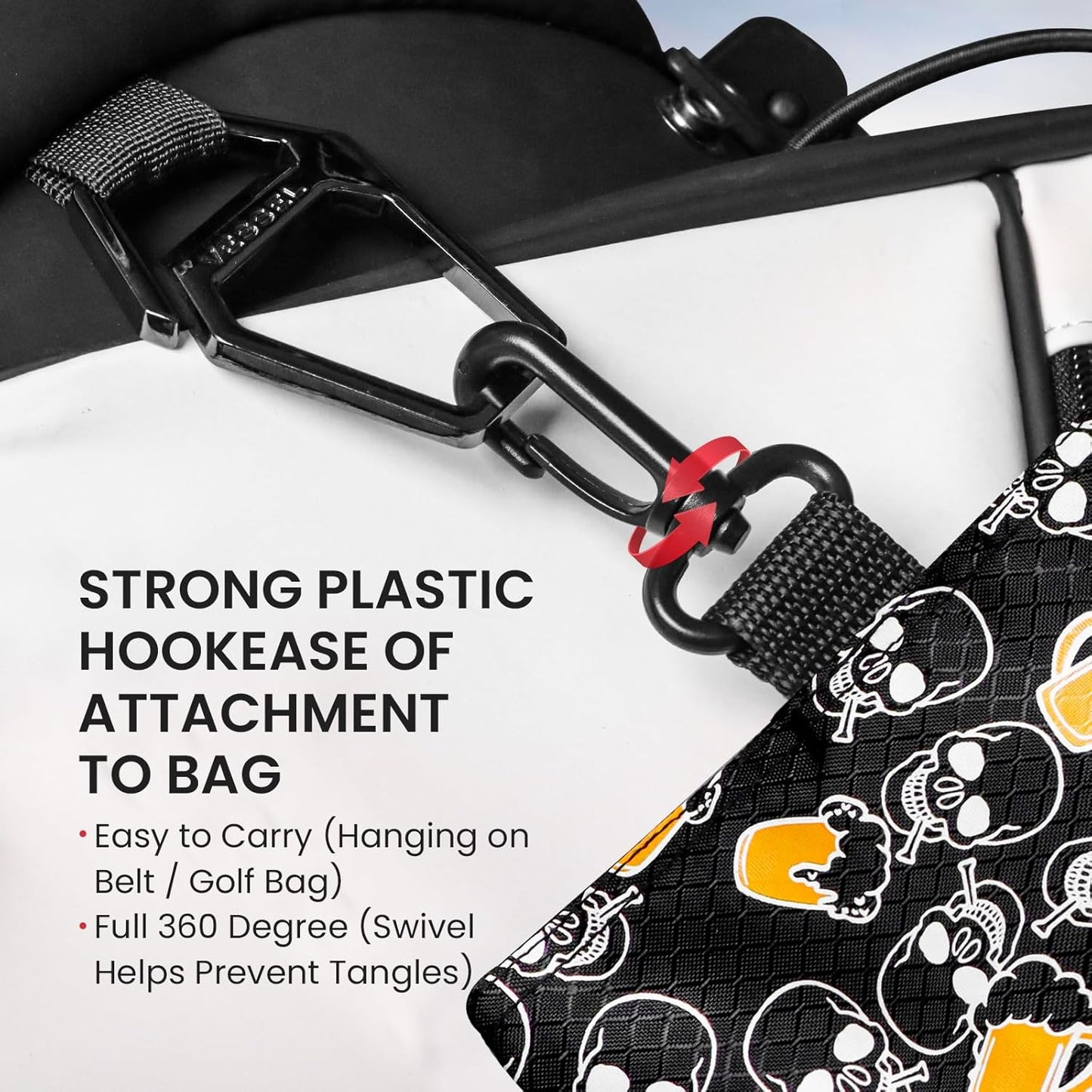 Golf Bag Accessories Valuables Pouch Bags Multi Pocket Zipper Hook with 10 Pcs Wood Golf Tees for Men Women