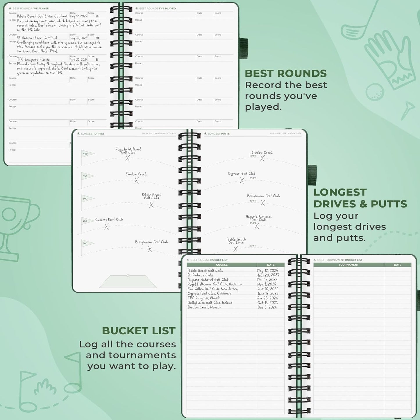 Clever Fox Golf Log Book – Small Training & Scorecard Journal – Pocket Notebook – Golf Practice Accessories & Gifts Ideas for Men (Forest Green)