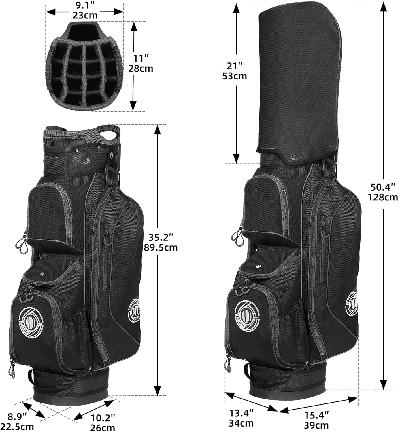 Golf Cart Bag, 15 Way Top Lightweight Golf Bag, Golf Club Cart Bags for Men Women with Full-Length Dividers, Dedicated Putter Well, Rain Cover Black and Red
