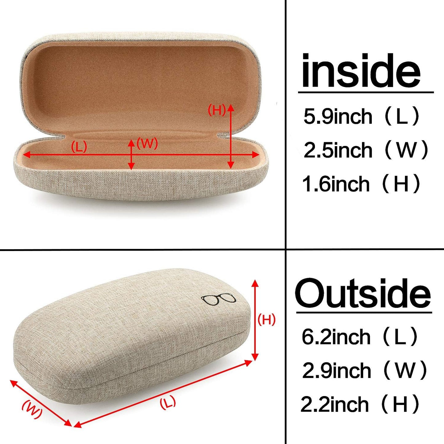 Vemiss Hard Shell Eyeglasses Cases, Linen Fabrics Protector Sunglasses Case, Large Glasses Case