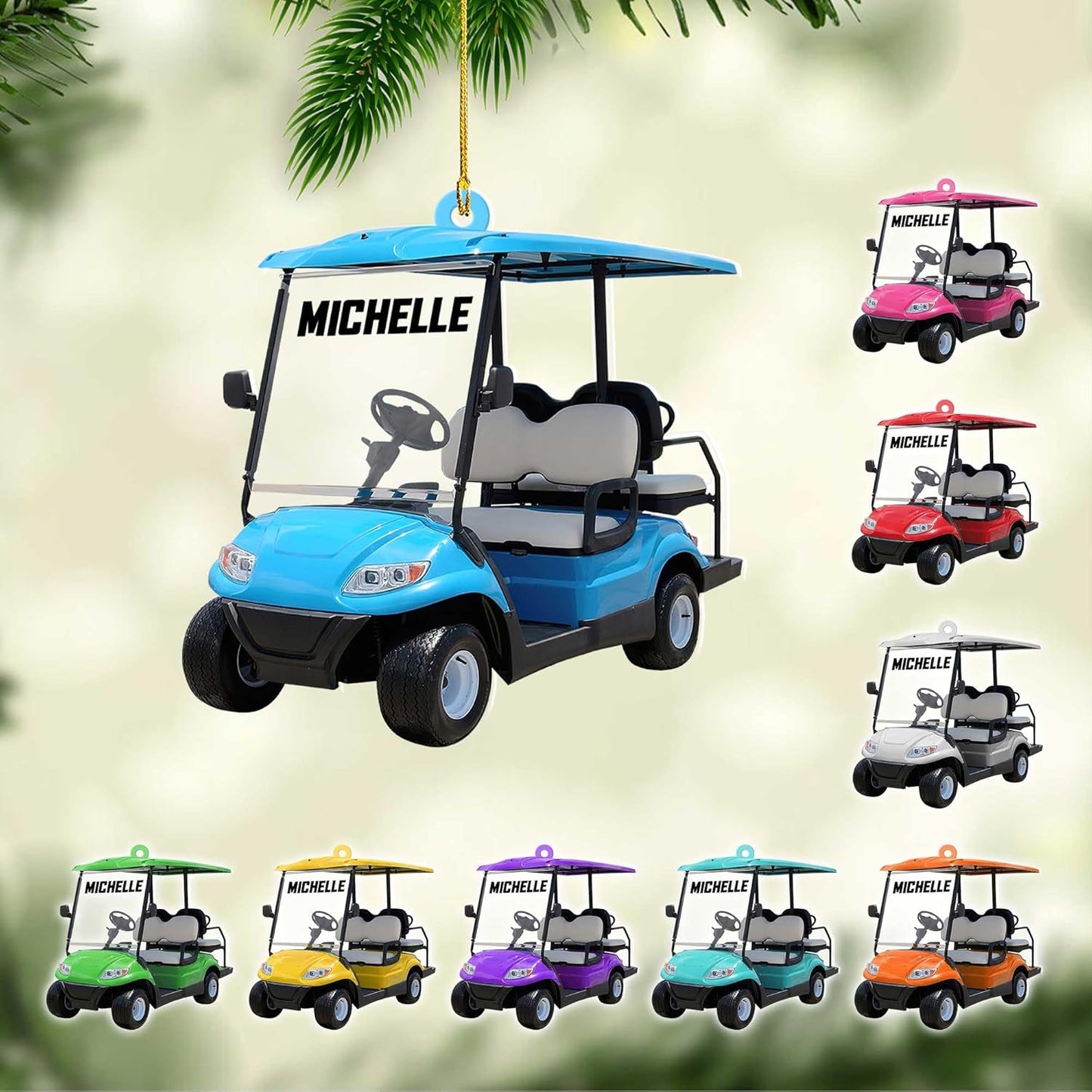 Personalized Golf Ornaments for Christmas Tree 2025 Custom Golf Christmas Ornament Golfing Bag Ornament Sports Golf Cart Ornaments Gift for Golfer Bag Golfing Lovers Hanging Decoration (G17)