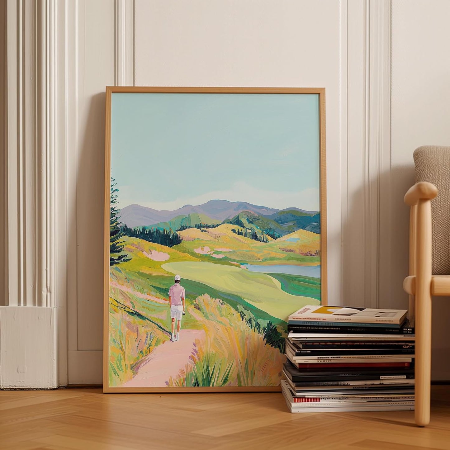 Golf Course Floral Pastel Art Print Posters - Premium Giclee Fine Art Prints - Golf Course Home Decor Posters, Golfer Art Prints for Home and Office Decor - Vintage Aesthetic, Ready to Frame