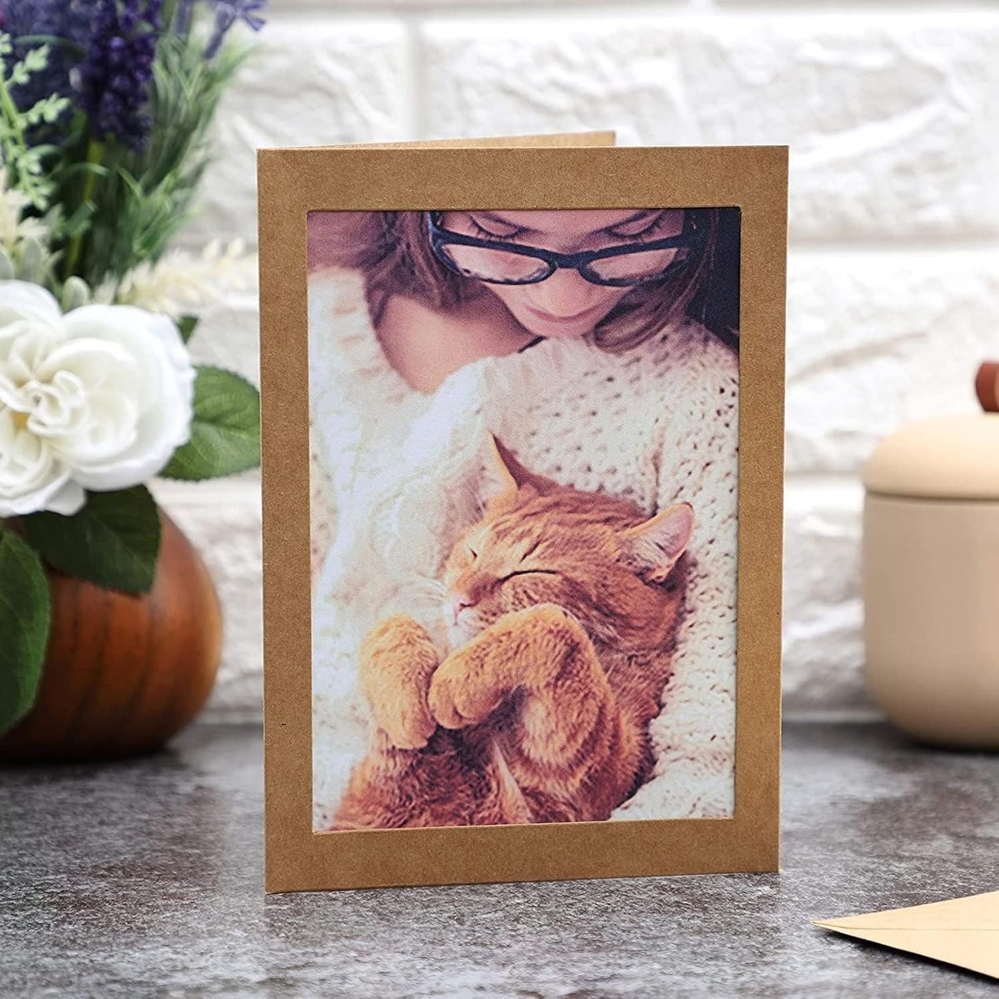 BEST PAPER GREETINGS Kraft Photo Frame Cards - Blank Photo Insert Cards with Envelopes - Durable Kraft Paper Frames - Versatile Greeting Inserts - Pack of 36, Brown, 5.5 x 7.75 In