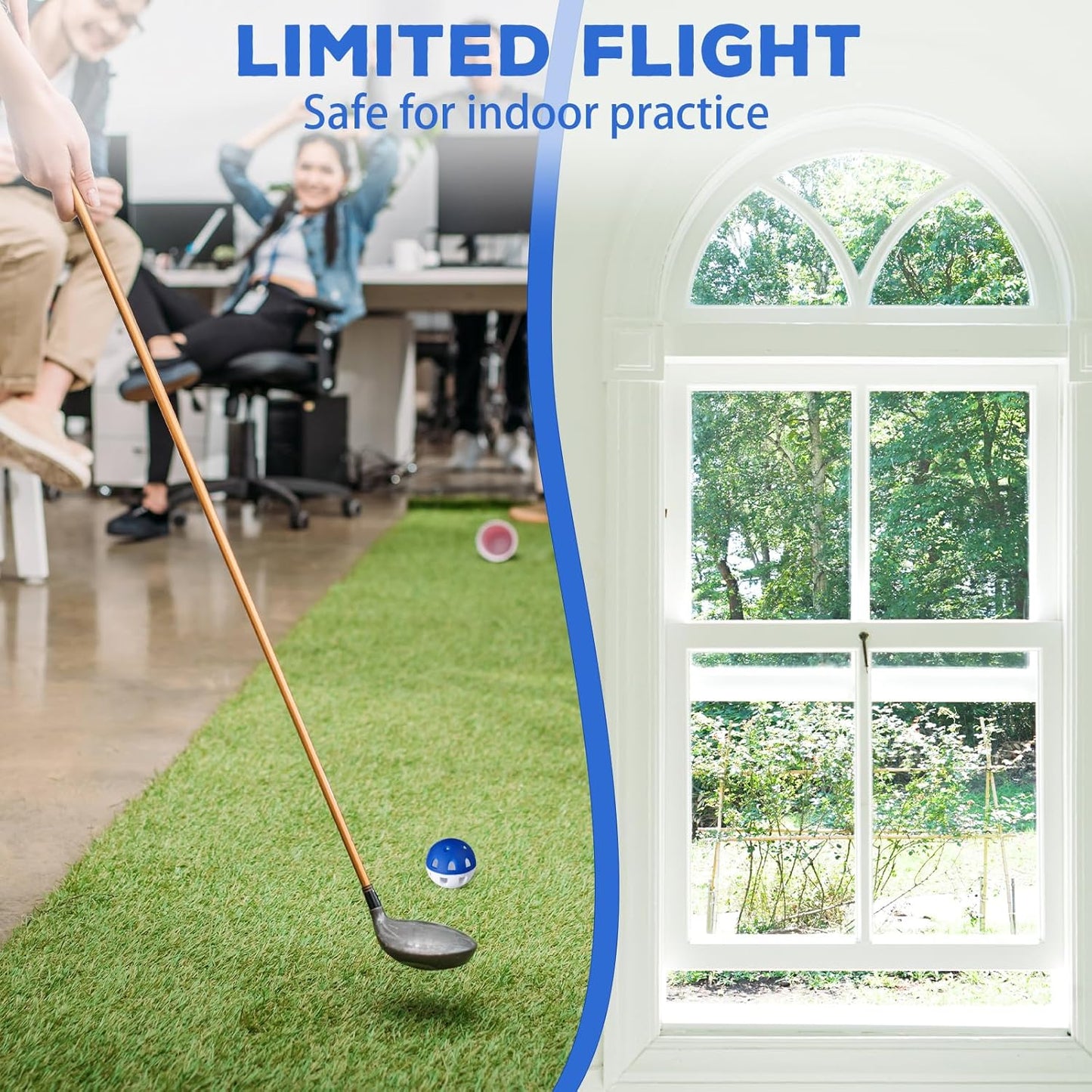 Junkin 50 Pack Practice Golf Balls Limited Flight Plastic Impact Golf Balls 1.65 Inch Hollow Soft Training Resistant EVA Foam Realistic Feel for Indoor Outdoor Swing Training