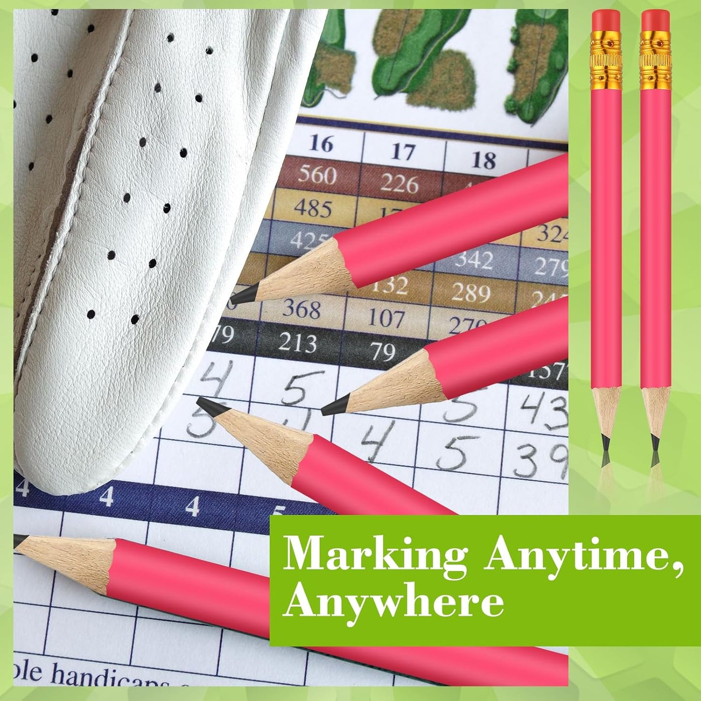 50 Pcs 4 Inch Mini Golf Pencils with Erasers Bulk Pack of Wooden Pencils for Parties Weddings School and Offices (Rose red)