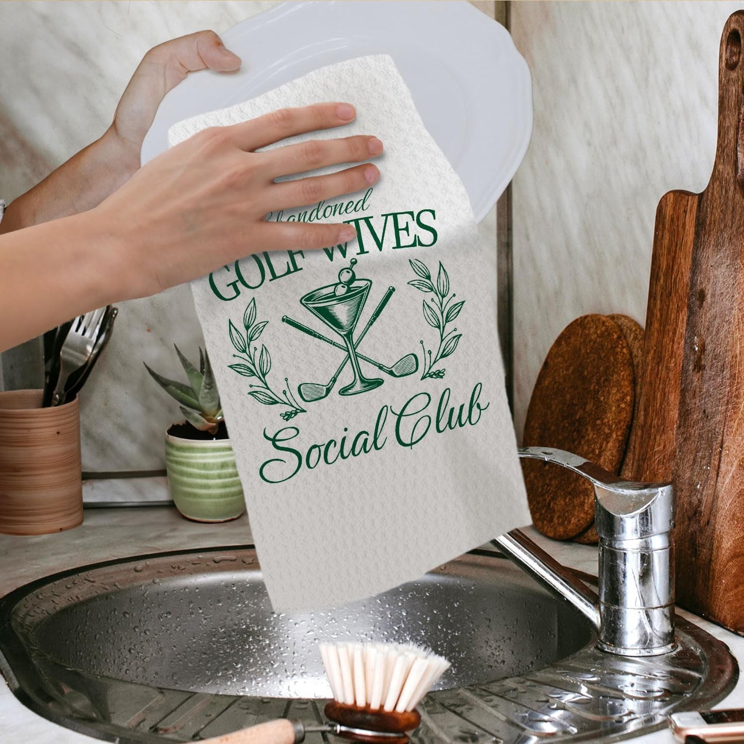 Golf Cocktail Kitchen Towels, Gifts for Martini Cocktail Lovers, Green Golf Lover Gifts Dish Tea Hand Towels for Bathroom Kitchen Decor, 16x24 Inch