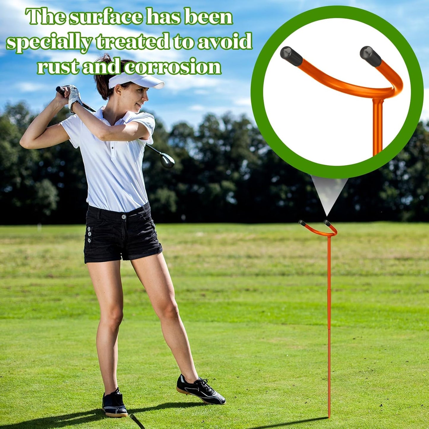 U Shaped Golf Club Holder Detachable Golf Club Stand Made of Stainless Steel Keeps Your Clubs Clean, Dry and Visible, Soft Rubber Covered Metal Golf Club Stand Easy to Carry