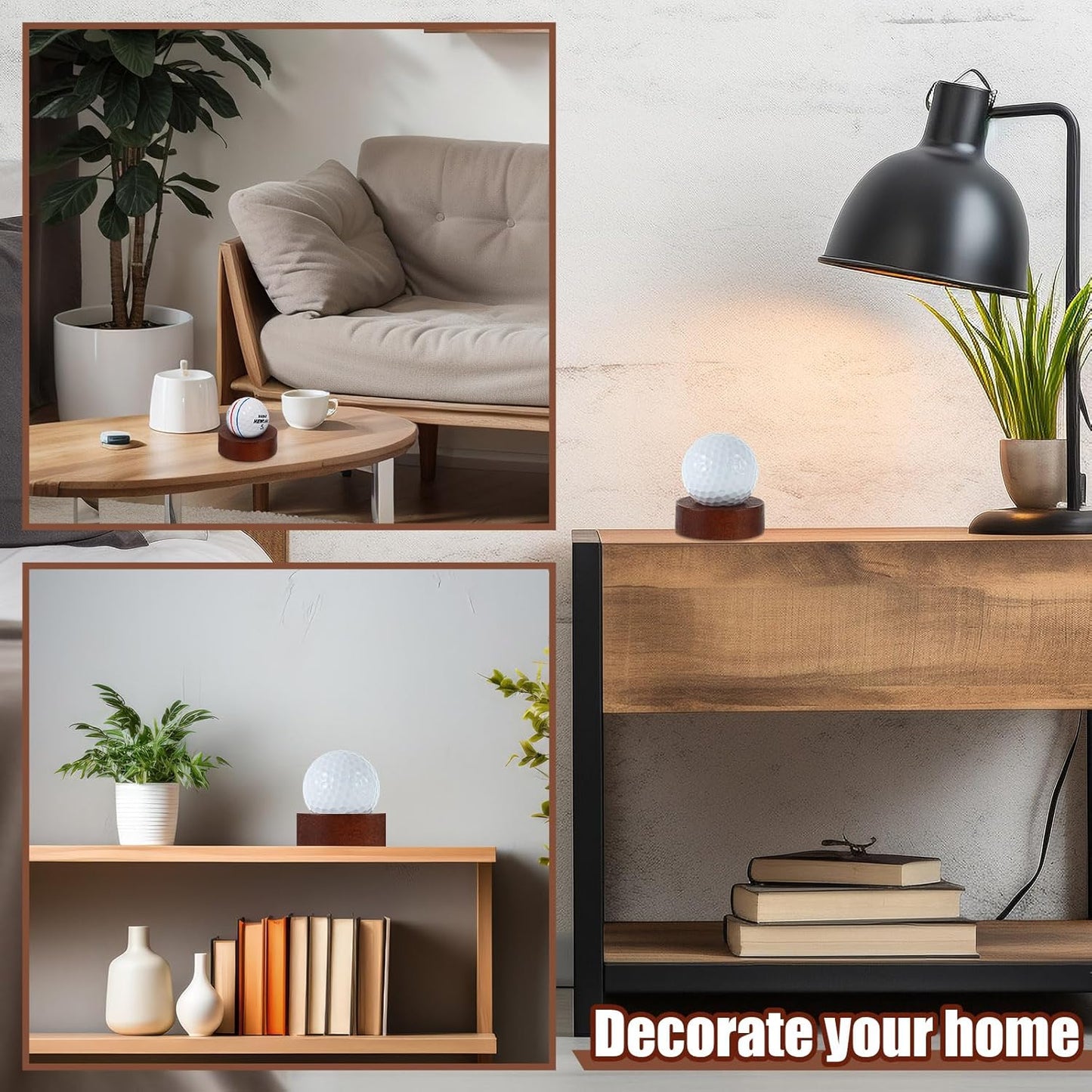 Wooden Golf Ball Display Stand 2 Inches Single Golf Ball Holder Mini Wood Display Bases Stand for Egg Stone Rock Decor