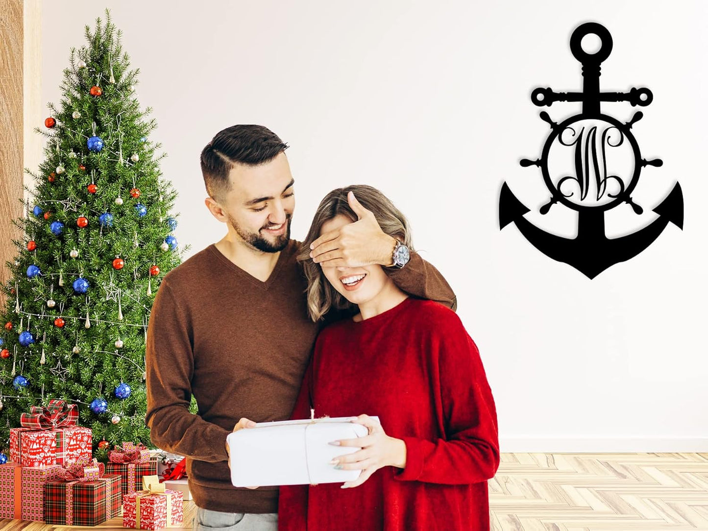 Personalized Anchor Metal Signs,Custom Anchors Initial Sign, Home Office Decoration Metal Signs,Outdoor Wall Decor,Nautical Lovers Gift