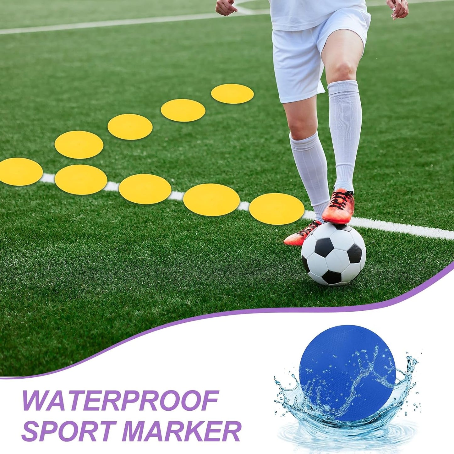 PATIKIL Spot Markers, Non-Slip Floor Dots Agility Markers Flat Field Cone Poly Dot