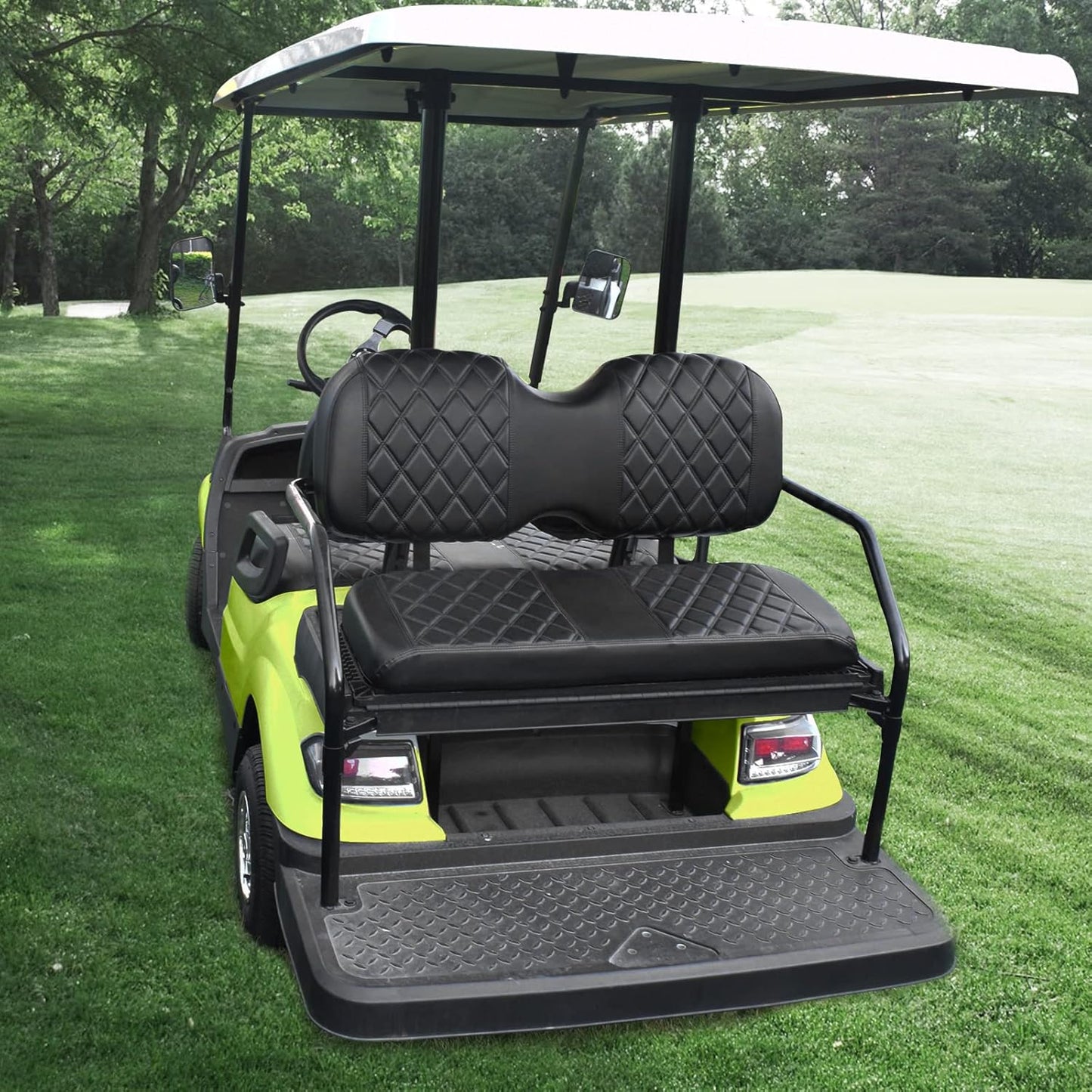 NOKINS Golf Cart Seat Cover Compatible With i40 i40L and Advanced EV, EV1 4, EV1 4L Model Aftermarket Rear Seat Kit, Vinyl Replace Rear Seat Cover Black Stitching