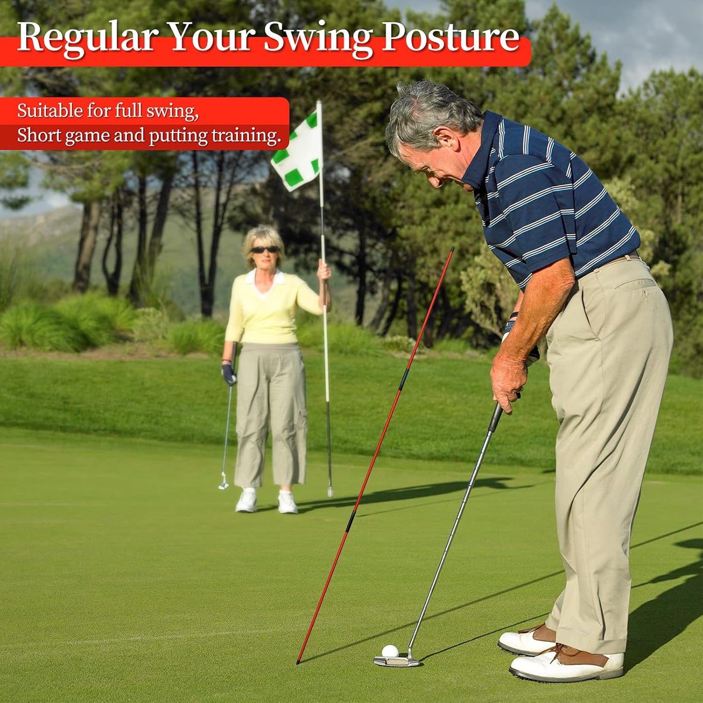 MoKo Golf Alignment Stick, 2 Set Golf Alignment Rods, 48" Collapsible Alignment Stick Golf Training Aid for Aiming, Putting, Posture Corrector, Golf Practice Sticks with Clear Tube Case