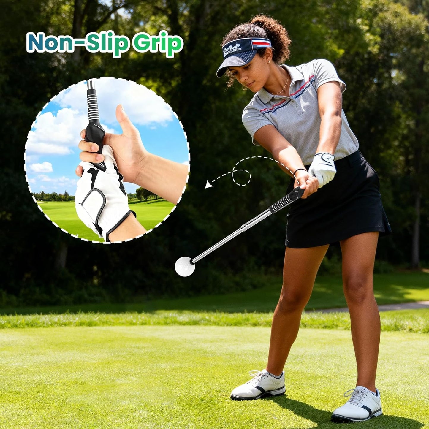 Retractable Golf Swing Training Aid， Golf Swing Trainer ，Right-Handed＆Left-Handed Golf Club for Indoor Practice,Golf Accessories，Tempo Training for Chipping Hitting