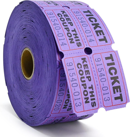 L LIKED Raffle Tickets Double Rolls 1000 Per Roll 50/50 Raffle Tickets for Events,Carnivals, Entry, Class Reward, Prizes(Purple)