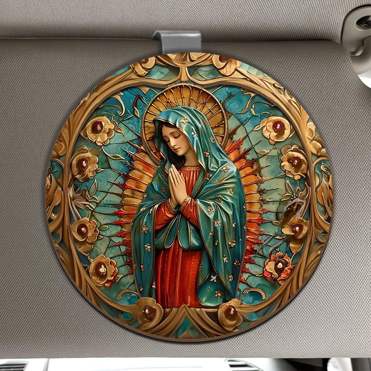 Jesuspirit Personalized Car Visor Clip – Guardian Angel Visor Clip, Our Lady of Guadalupe, Christian Car Accessories, New Driver & Religious Gifts (Our Lady of Guadalupe)