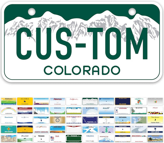 Mini License Plates, Personalized License Plates, Custom for Car, Bikes, ATV, Kids Car, Golf Cart, Jeep, 2x4 Inch, Rust-Free Fade Resistant Aluminum, USA Made by My Sign Center (Colorado)