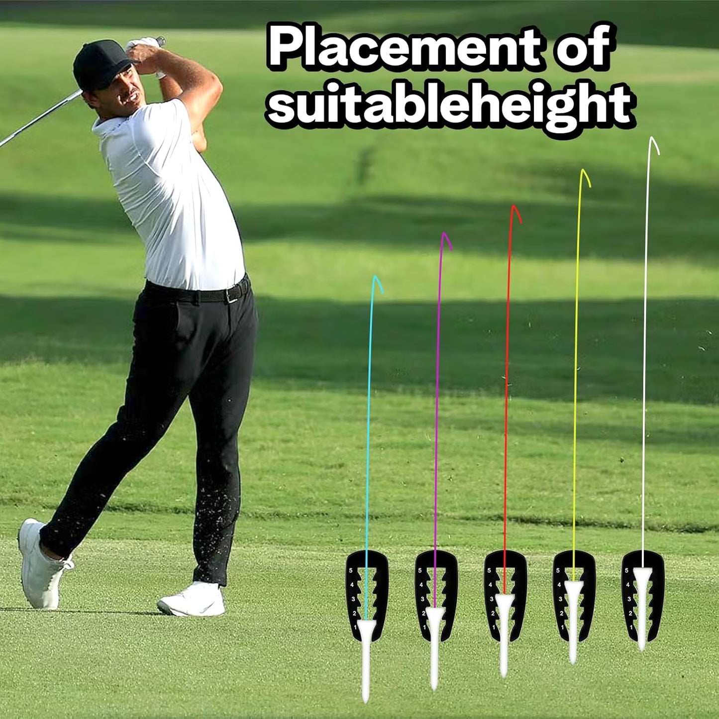 Golf Tee Height Tool Adjustable Tee Height Setter 4PCS Elevator Tool Heights Measuring Device Lightweight Swing Training Aid Precision Outdoor T Heights Setup for Consistent and Precise