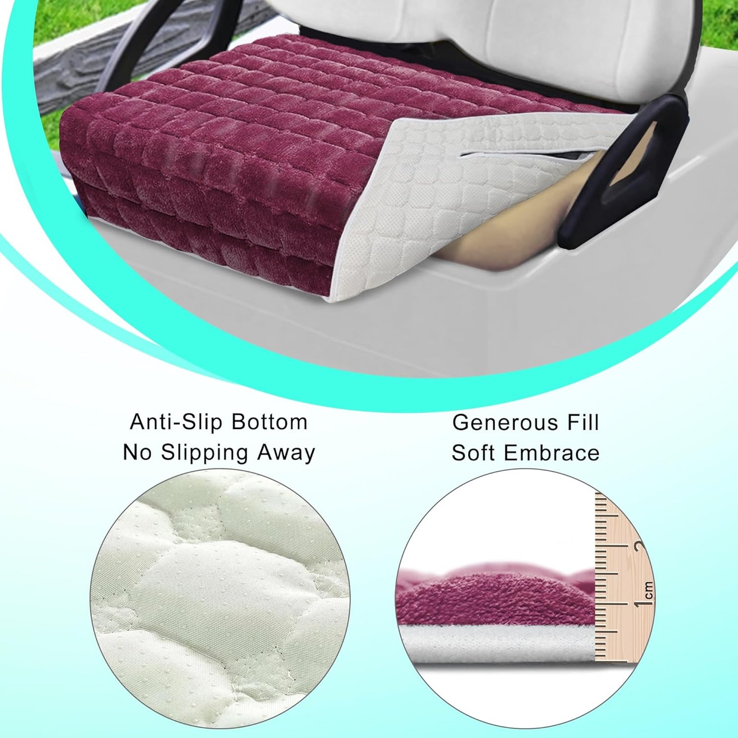 YOKYHOM Golf Cart Seat Covers, Supreme Comfort Golf Cart Seat Towel Blanket, Heavyweight Deep-Pile, Fits EZGO, Yamaha, Club Car and More 2-Seat Carts, 50"x 27.5", Magenta