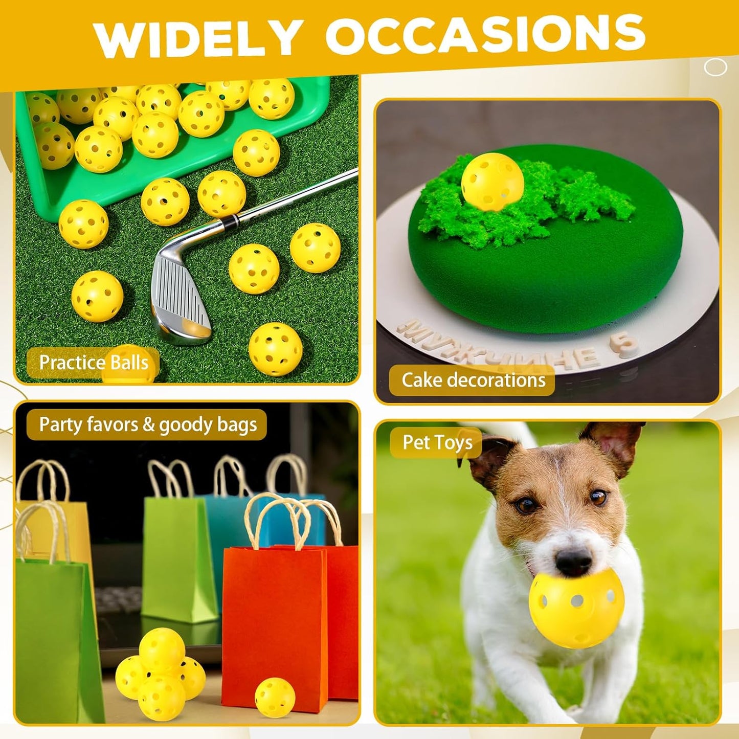 24 Pack Practice Golf Balls 42 mm Limited Flight Plastic Golf Training Airflow Hollow Ball for Driving Range Swing Practice Backyard Indoor Outdoor Home