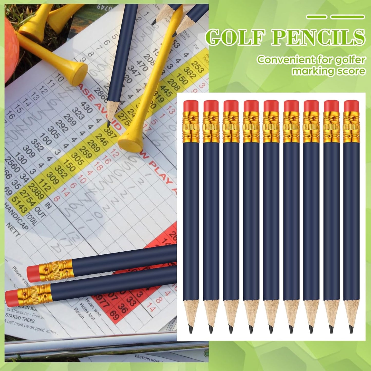 50 Pcs 4 Inch Mini Golf Pencils with Erasers Bulk Pack of Wooden Pencils for Parties Weddings School and Offices (Blue)