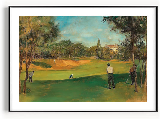 Vintage Golf Course Premium Giclee Fine Art Prints - Antique Style Golf Course Painting Posters, Golf Wall Art, Aesthetic Golfing Poster for Home Office Decor, Ready to Frame