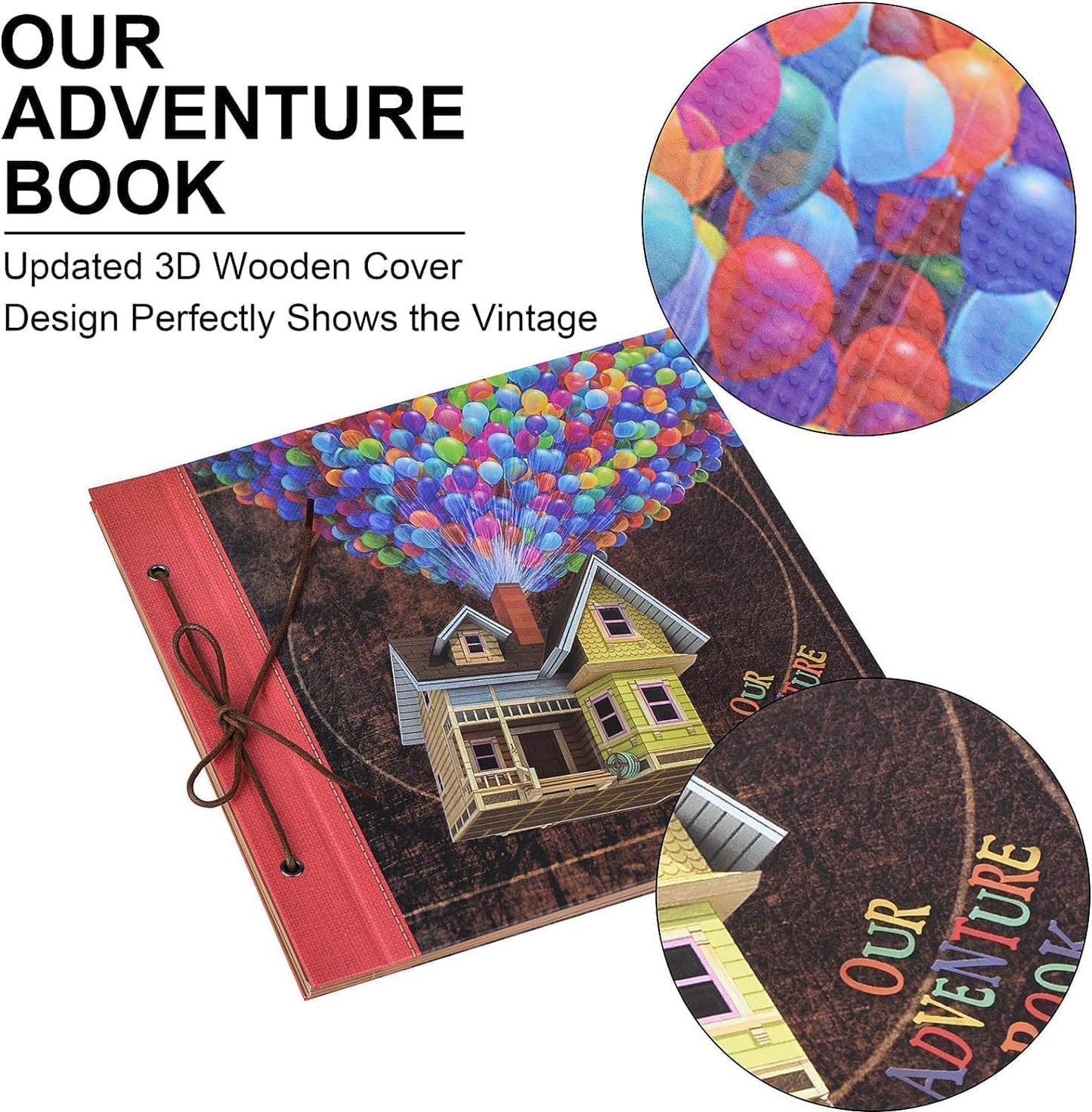 Adventure Book 12x12 Inch - Handmade Scrapbook Album for Travel, Wedding, Writing - 60 Pages DIY Memory Album - Perfect for Anniversary, Friends, Family, and Couple Gifts (12in-Up House Design)