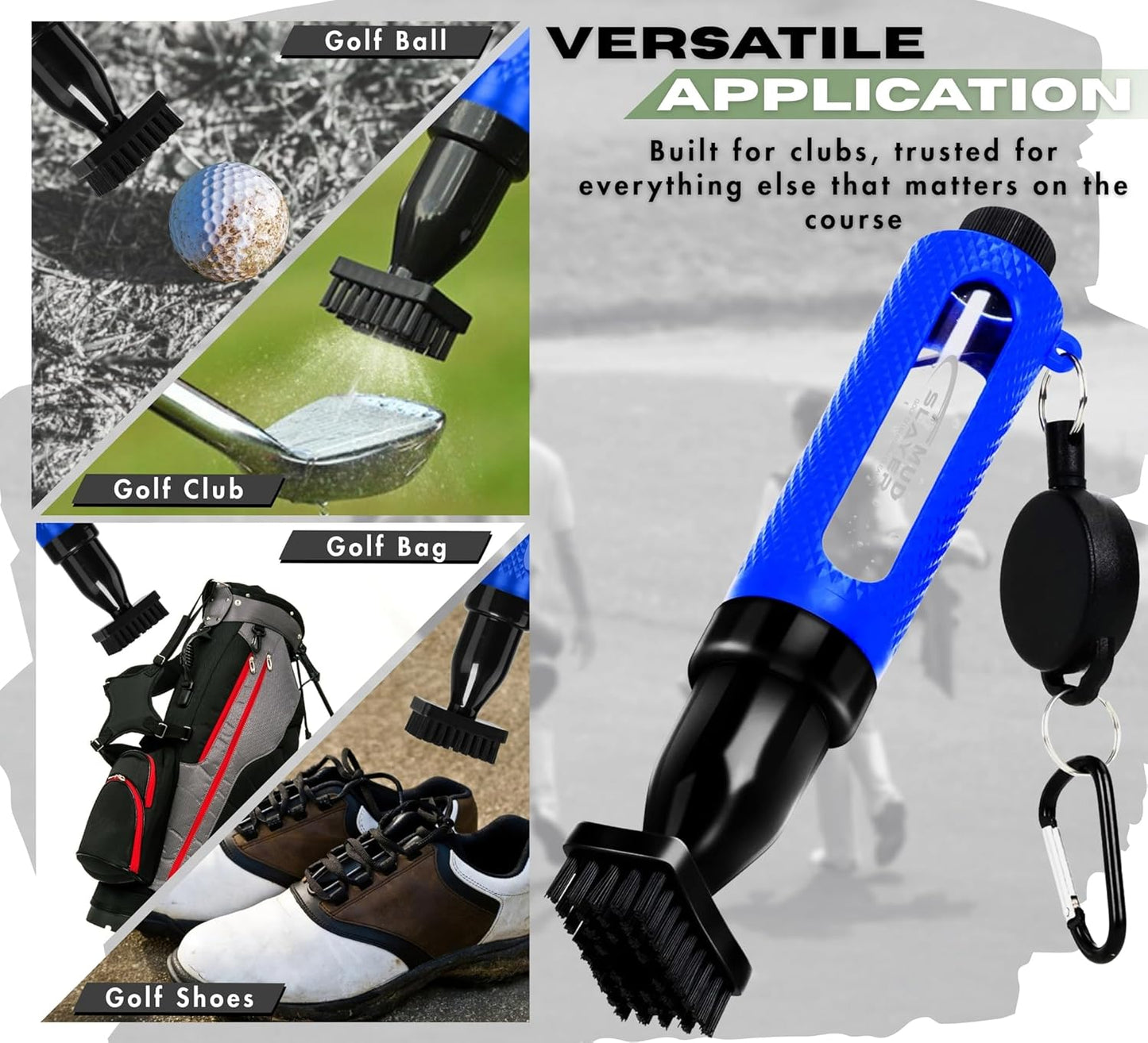 Mud Slayer Golf Club Cleaning Brush with Fine Mist Spray, Leak-Proof Viewing Window & Retractable Clip – Dual Bristle Head, Ergonomic Handle – Must-Have Golf Accessories for Men & Women