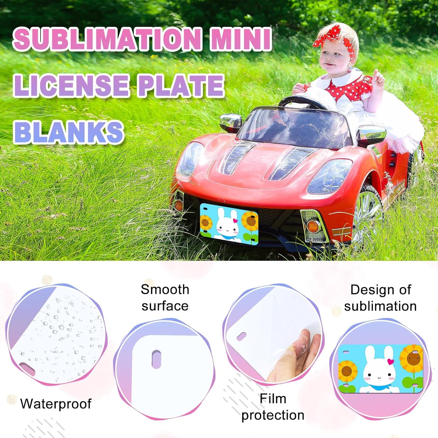 6"x3"10 Pcs Sublimation License Plate Blanks, Metal Aluminum Mini Heat Thermal Transfer Sheet DIY Picture, Custom License Plate Tag for Kids Toy Car, Bike (White)