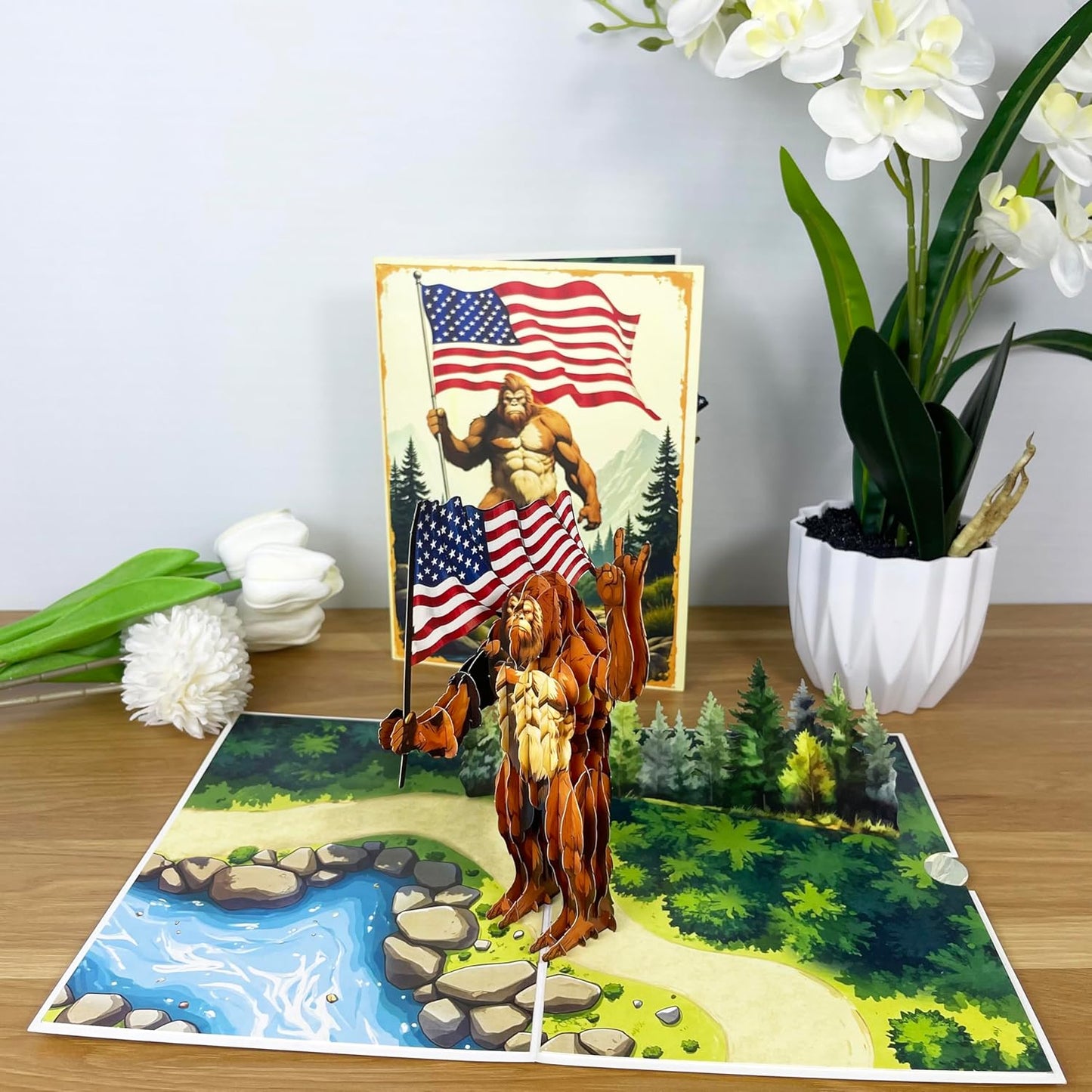 3D Bigfoot Popup Card - Handmade Sasquatch Paper Art for Birthday, Anniversary, Christmas, Father’s Day - Unique Gift for Him, Her, Dad, Son, Husband, Wife, Bigfoot Lover