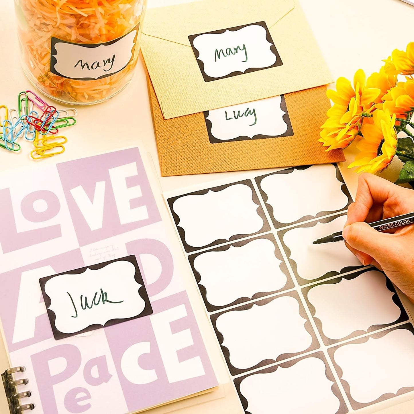 Black Name Tags,2"x 3" Name Tag Stickers with Black Border 200 Pcs Adhesive Name Tags Sticker Name Badges Labels for Christmas, School, Office, Home, Party, Conferences