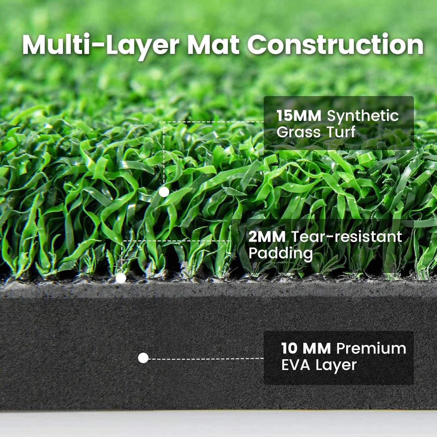 Tangkula Golf Hitting Mat, Artificial Turf Mat for Indoor/Outdoor Golf Practice Includes 2 Rubber Tees & 2 Alignment Sticks, Golf Training Mat for Home Backyard Garage