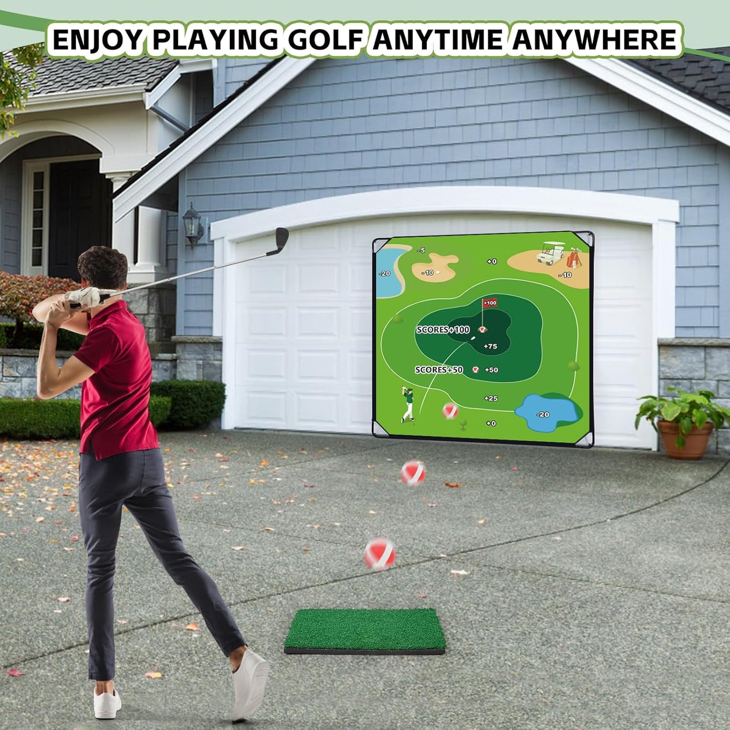 Golf Chipping Game Set, 71"x71" Large Sticky Golf Game, Outdoor Indoor Golf Chipping Games for Adults Friends Family