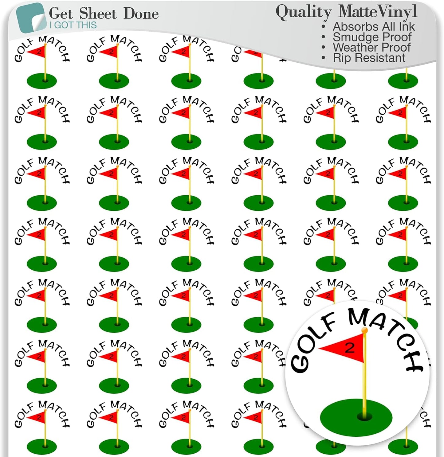 Golf Planner Sticker / 54 Fun Vinyl Stickers (1/2”) / Sports Exercise Fitness Health Workout Game Reminder/Essential Productivity Life Planner/Bullet Bujo Journal (Matte Vinyl, 3 Sheets)