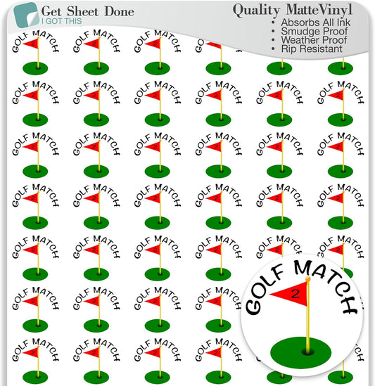 Golf Planner Sticker / 54 Fun Vinyl Stickers (1/2”) / Sports Exercise Fitness Health Workout Game Reminder/Essential Productivity Life Planner/Bullet Bujo Journal (Matte Vinyl, 3 Sheets)