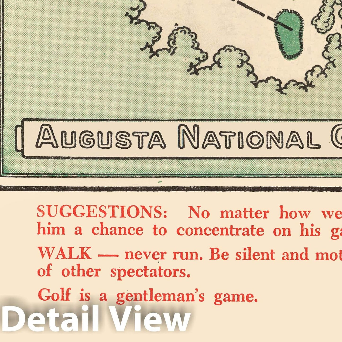 Historic Map - Augusta National Golf Club Course, 1954 - Unframed Vintage Wall Art 44in x 60in