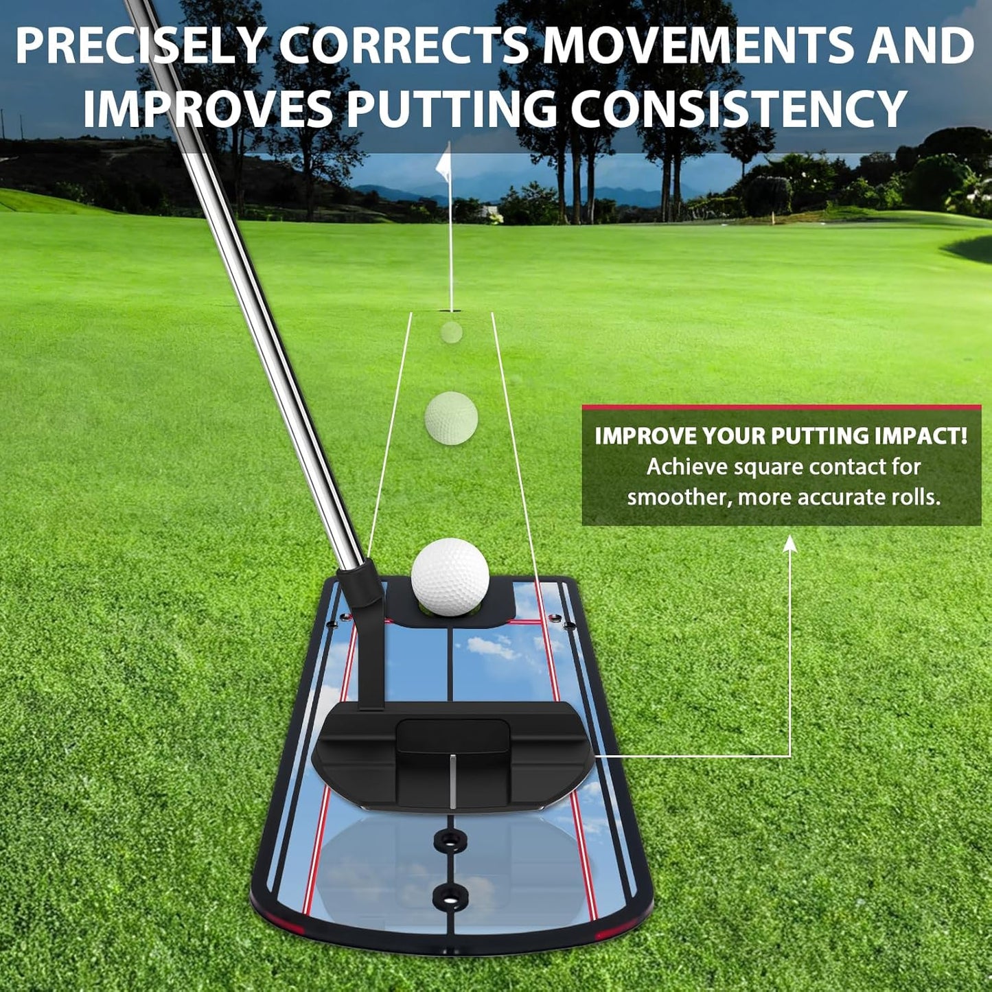 Golf Putting Training Mirror, Portable Indoor Outdoor Training Aid for Swing Posture, Ball Path & Stroke Accuracy Improvement