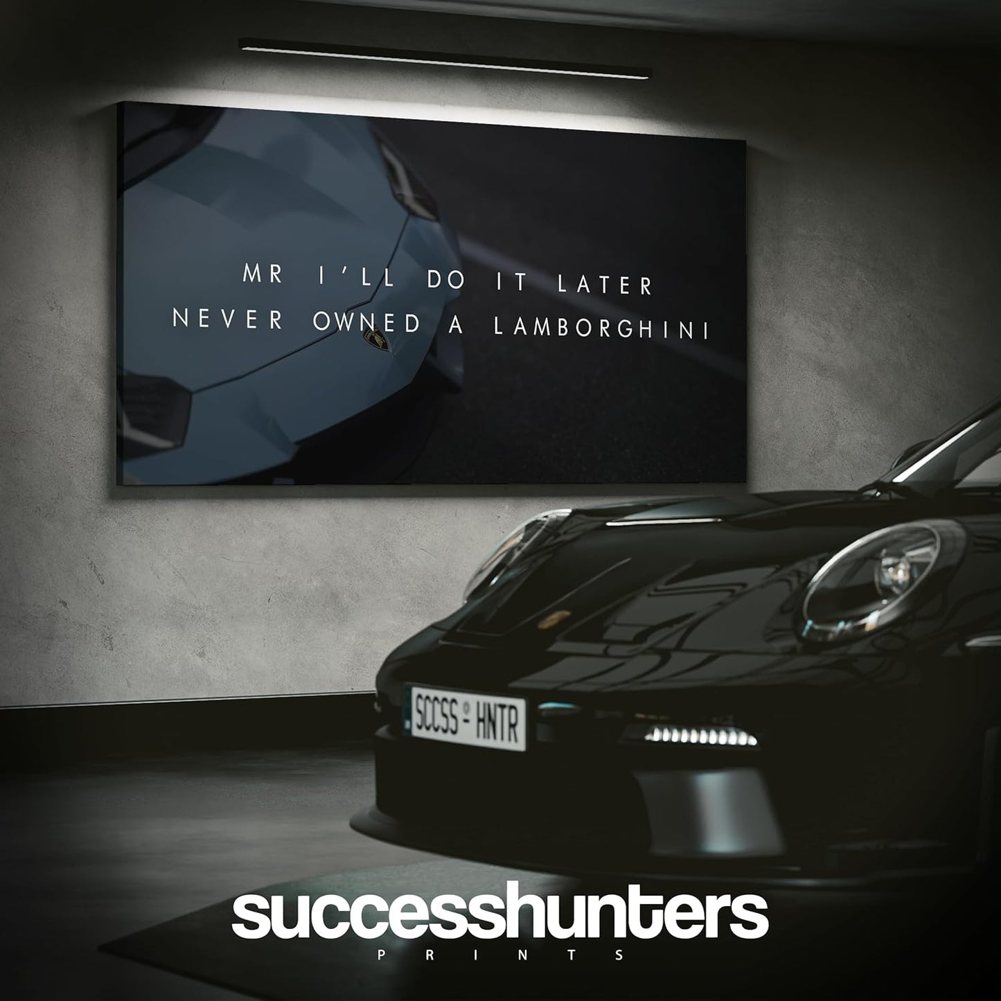 Motivational Wall Art for Office, Super Car Art Canvas, Inspirational Automotive Decor for Lamborghini Sportscar Lovers, Motivational Wall Decor for Office and Home, Car Poster (40 X 20 in)