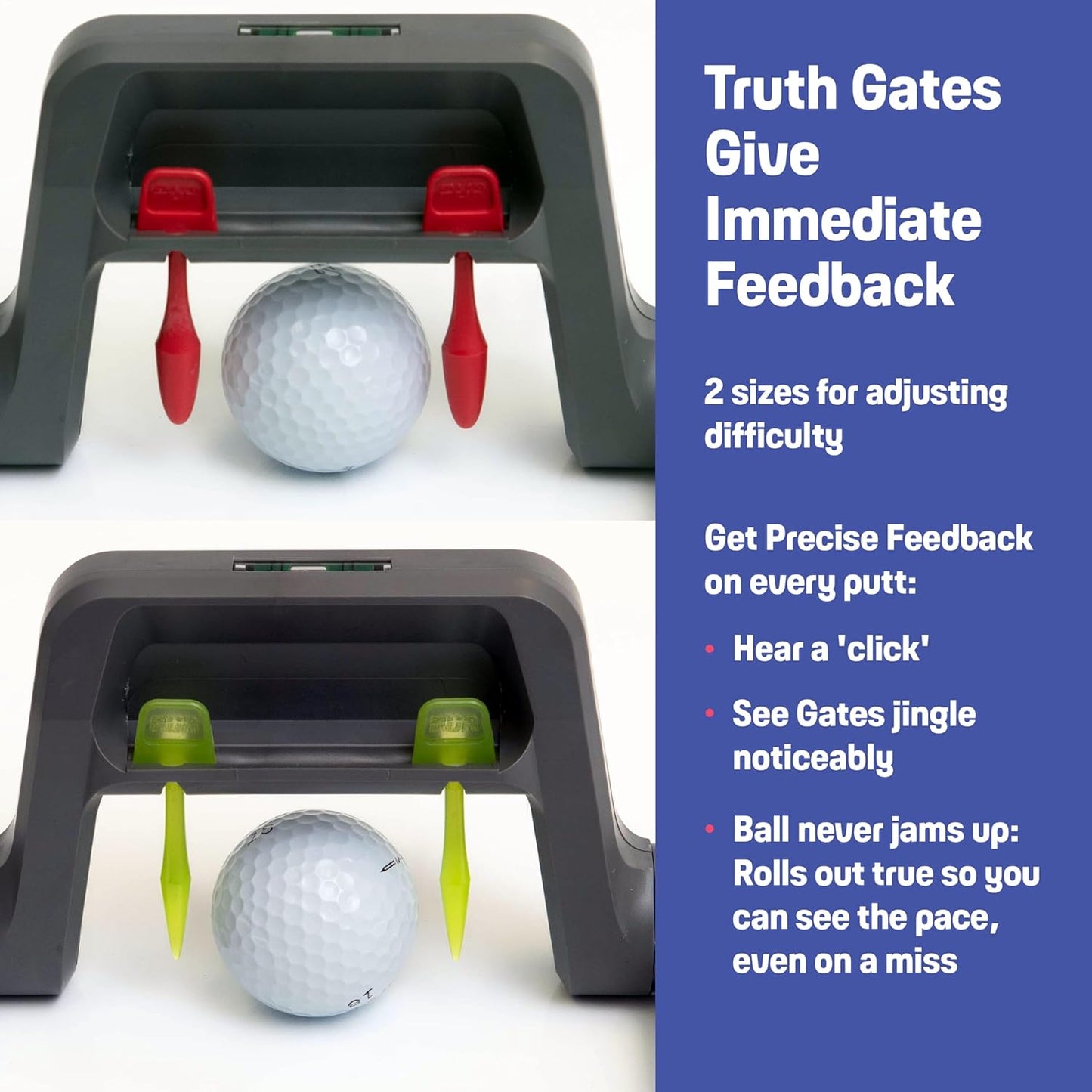 Golf Putting Trainer: Pur Truth Replaces 8 Most Used Golf Putting Aids - Premium Mastery System - Perfect Eyeline Accuracy, Stroke Path, Length and Arc. Precise Square Face Training.