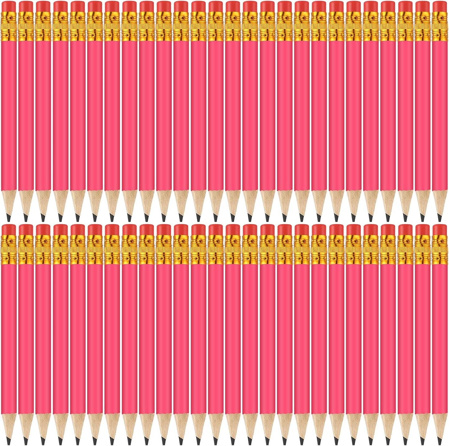 50 Pcs 4 Inch Mini Golf Pencils with Erasers Bulk Pack of Wooden Pencils for Parties Weddings School and Offices (Rose red)