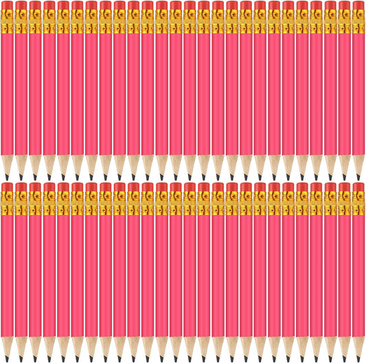 50 Pcs 4 Inch Mini Golf Pencils with Erasers Bulk Pack of Wooden Pencils for Parties Weddings School and Offices (Rose red)
